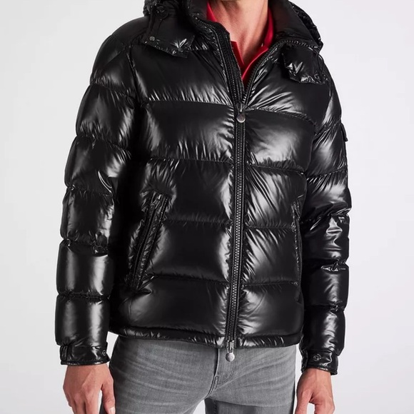 Moncler Glossy Black Hooded Puffer Jacket - Picture 2 of 3
